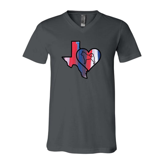 Texas Heart Akita Unisex Short Sleeve V-Neck Jersey Tee - WagALotBowWow