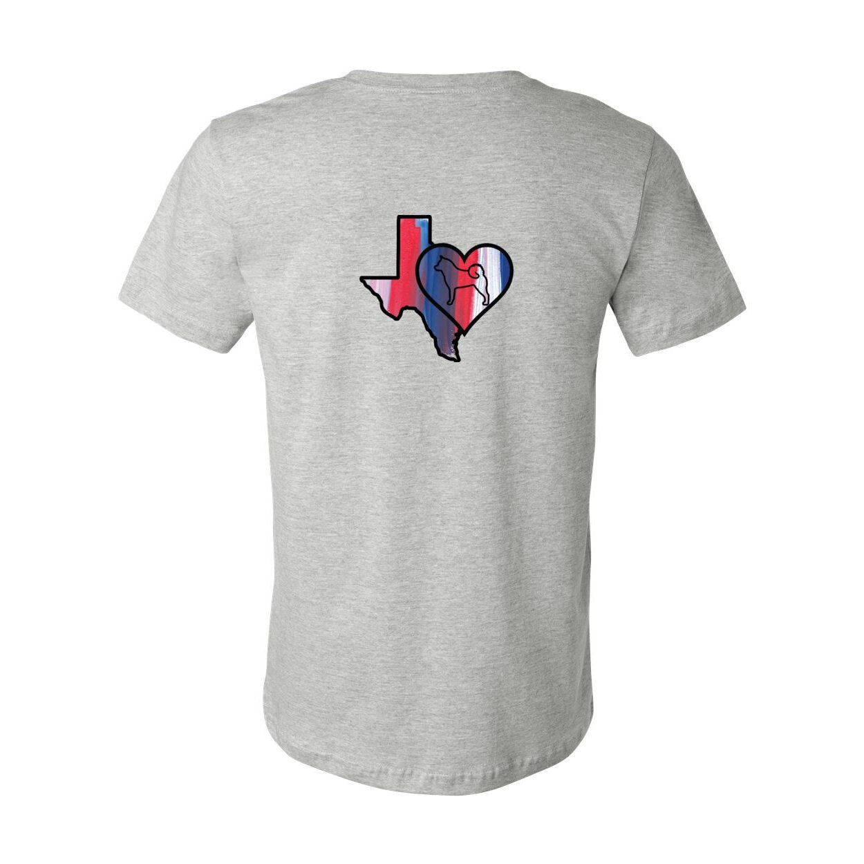 Texas Heart Akita Front/Back Unisex Short Sleeve Jersey Tee - WagALotBowWow