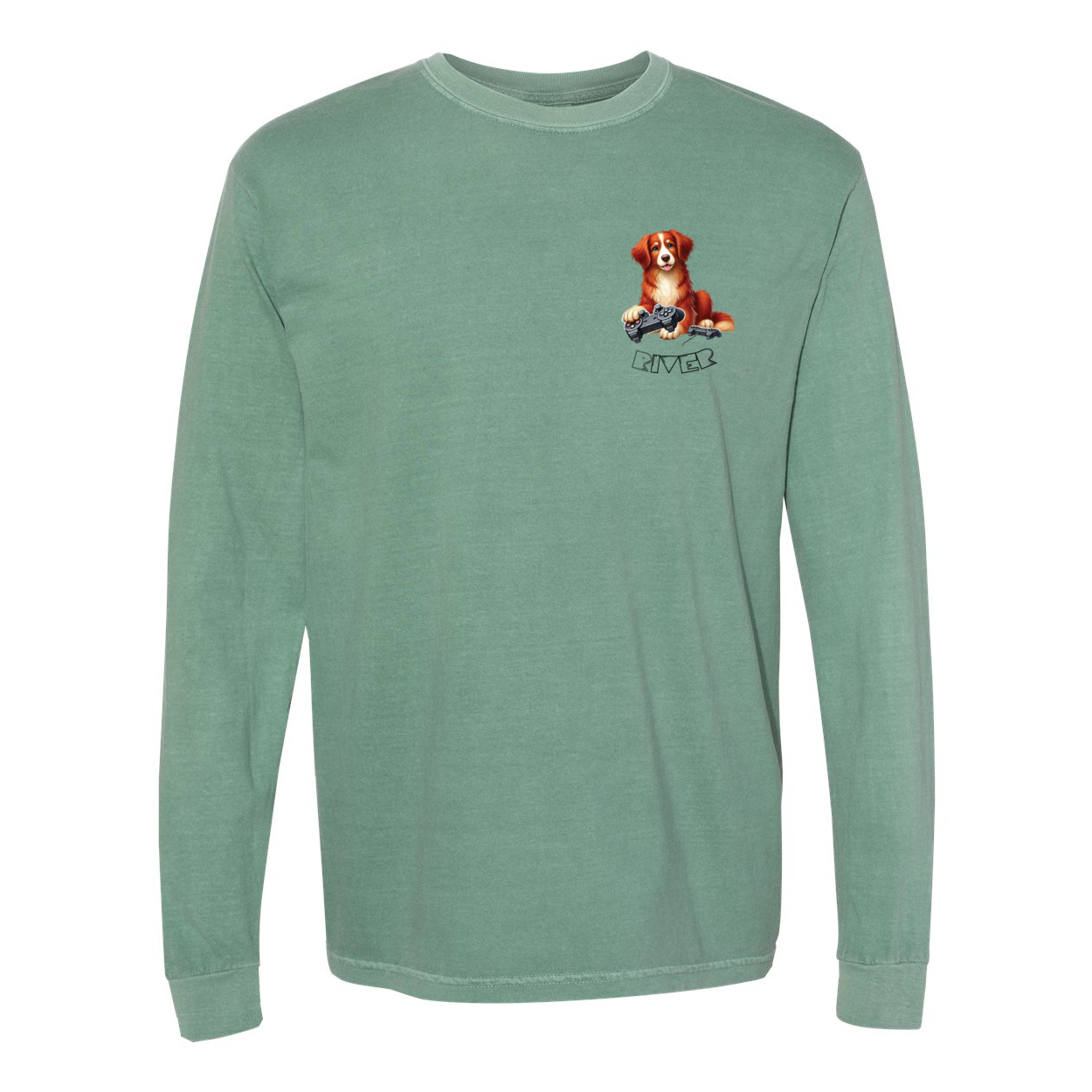 River Maze Scent Garment Dyed Heavyweight Ringspun Long Sleeve T-Shirt - WagALotBowWow