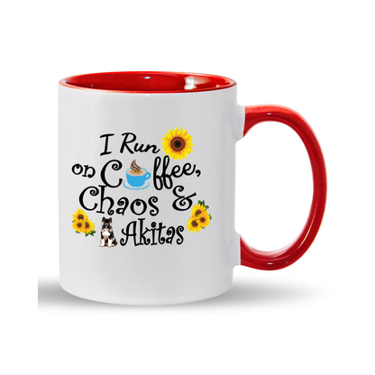 Chaos Akita Sunflower Mug 11oz - WagALotBowWow