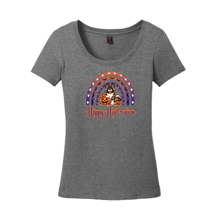 Akita Happy Howl-ween Scoop Neck Tee - WagALotBowWow