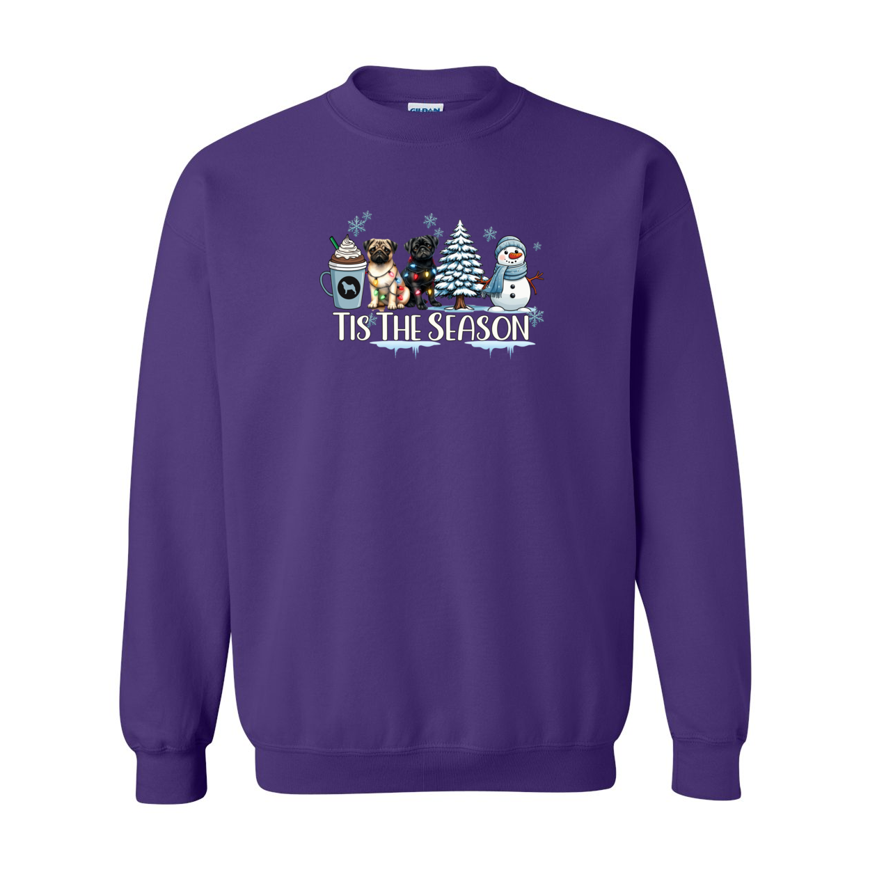 Pug Tis The Season Winter Heavy Blend Crewneck Sweatshirt - WagALotBowWow