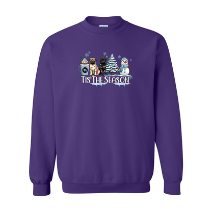 Pug Tis The Season Winter Heavy Blend Crewneck Sweatshirt - WagALotBowWow