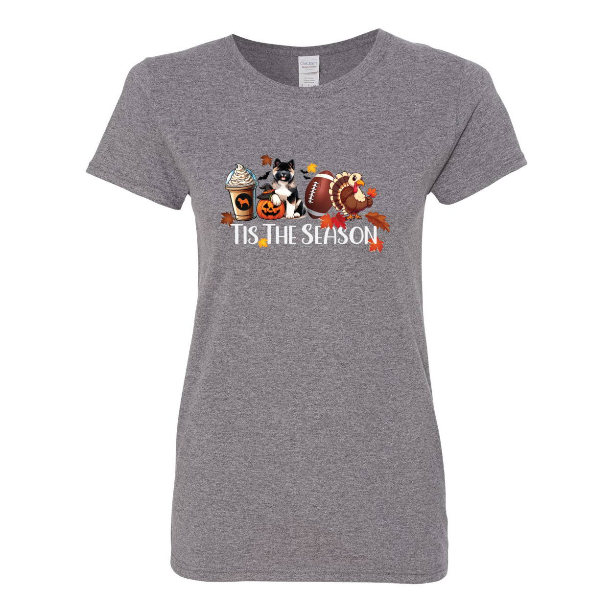 Tis The Season Akita Turkey Heavy Cotton Women's Short Sleeve T-Shirt - WagALotBowWow