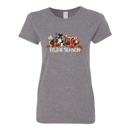 Tis The Season Akita Turkey Heavy Cotton Women's Short Sleeve T-Shirt - WagALotBowWow