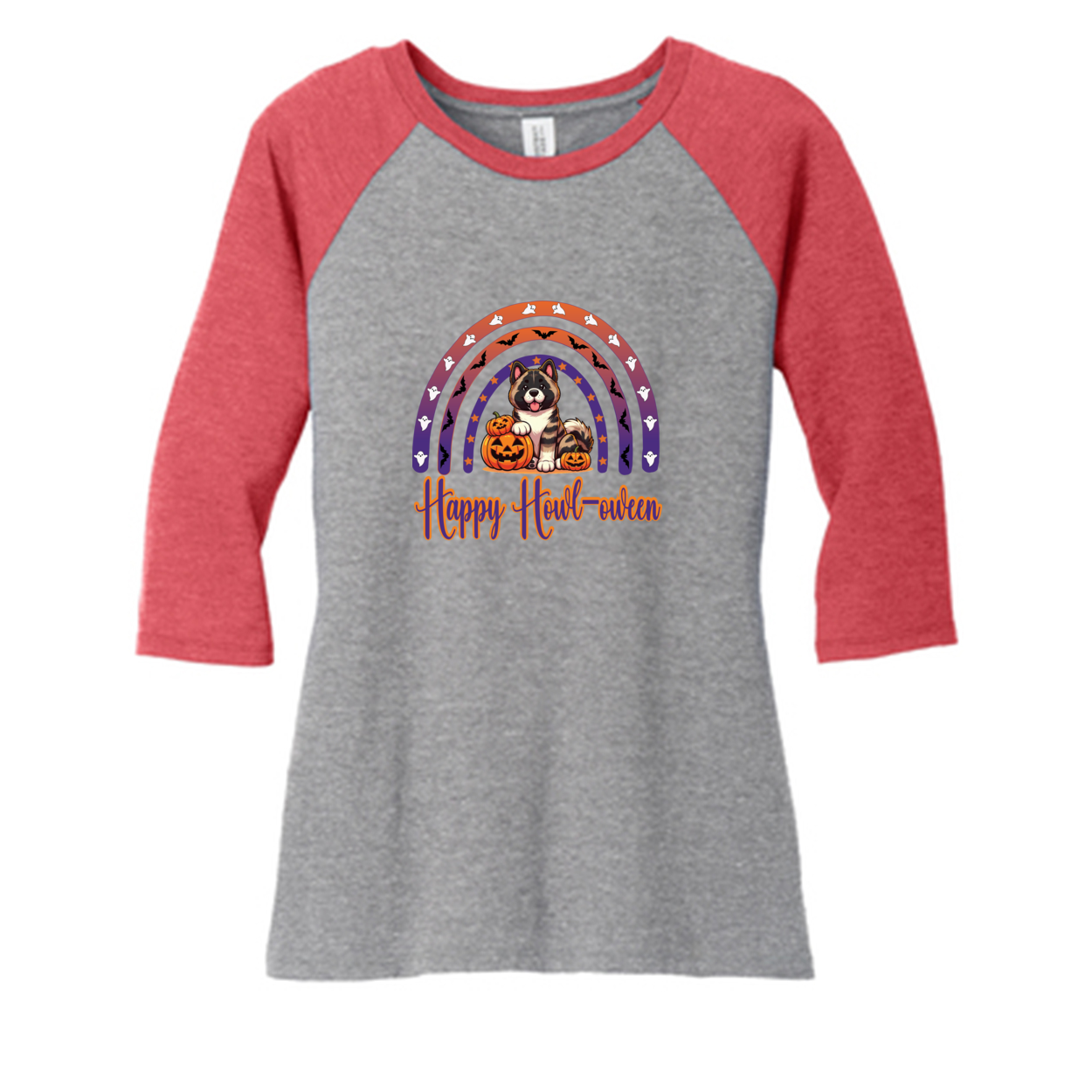 Akita Happy Howl-ween 3/4 Raglan Sleeve - WagALotBowWow