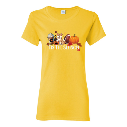 Tis The Season Akita Pumpkin Heavy Cotton Women's Short Sleeve T-Shirt - WagALotBowWow