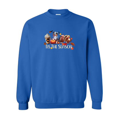 Blue Merle Aussie Tis The Season Fall Heavy Blend Crewneck Sweatshirt - WagALotBowWow