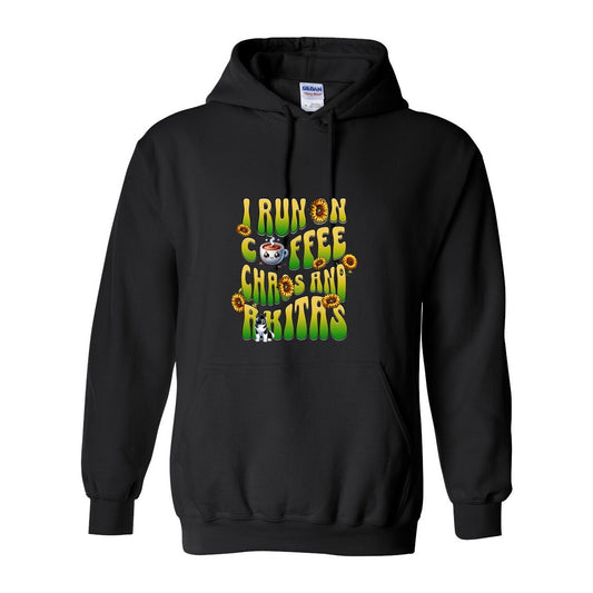 Coffee Chaos & Akita Green Yelllow Heavy Blend Hooded Sweatshirt - WagALotBowWow