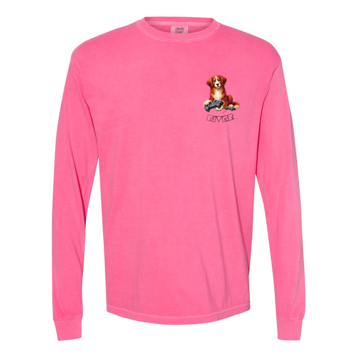 River Maze Scent Garment Dyed Heavyweight Ringspun Long Sleeve T-Shirt - WagALotBowWow