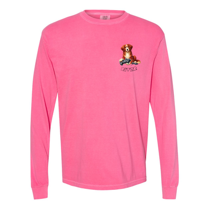 River Maze Scent Garment Dyed Heavyweight Ringspun Long Sleeve T-Shirt - WagALotBowWow