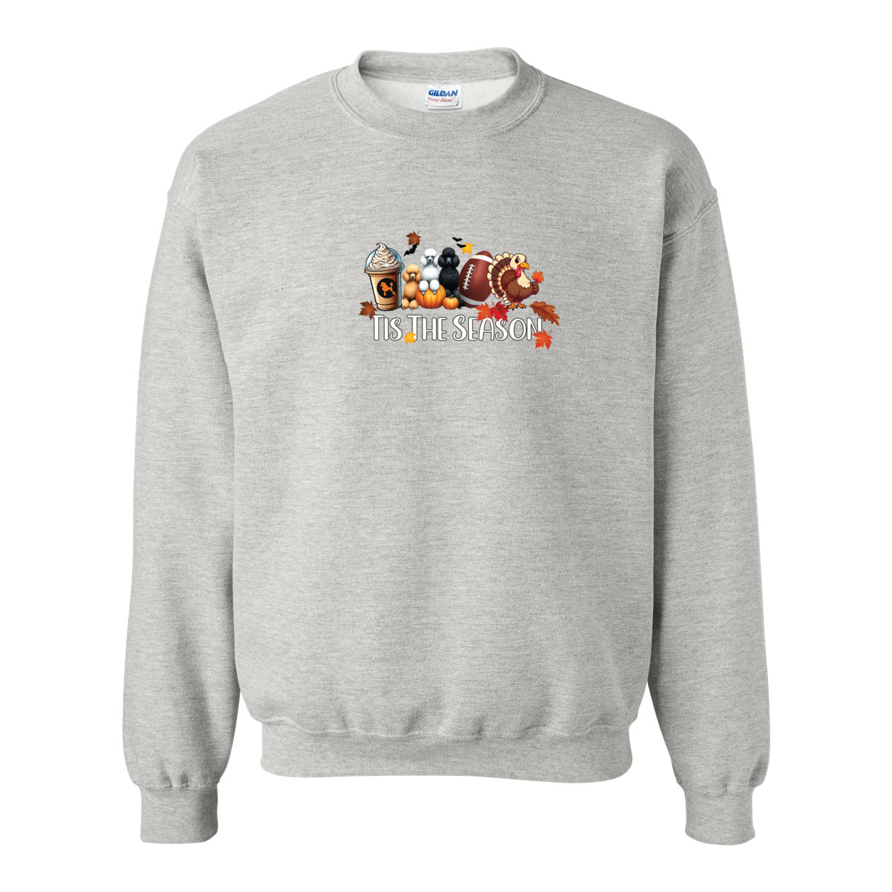 Poodle Tis The Season Fall Heavy Blend Crewneck Sweatshirt - WagALotBowWow