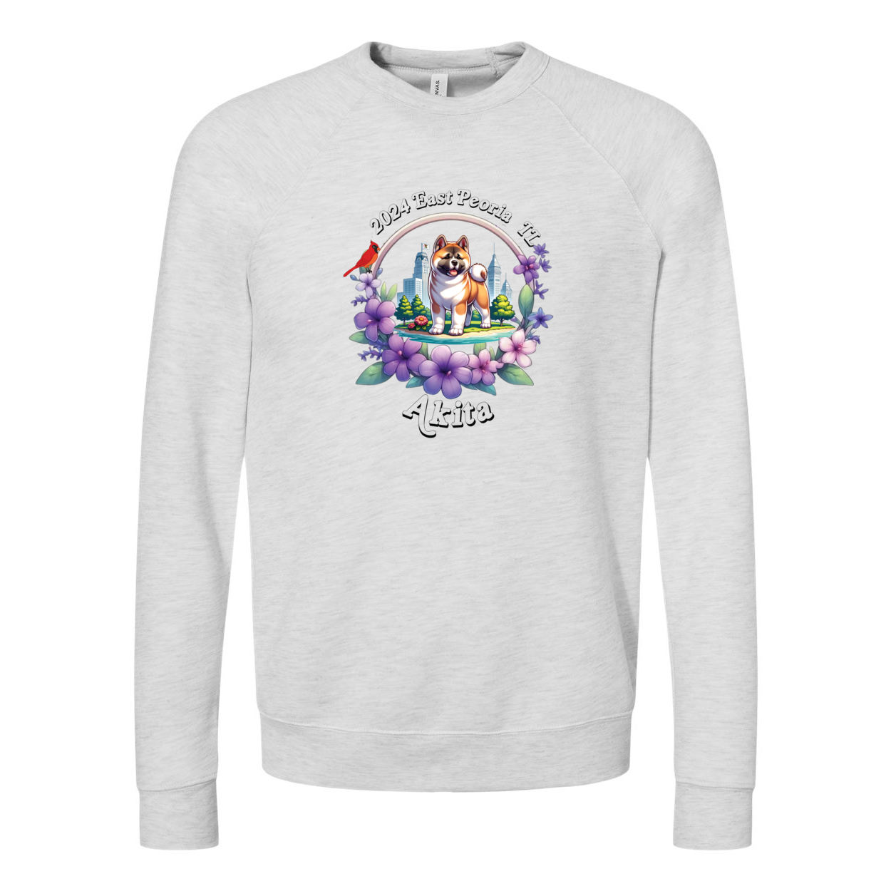 IL Akita Bella+Canvas Raglan Crewneck Sweatshirt Light Colors - WagALotBowWow