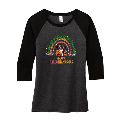 Akita HalloThanksMas District ® Women’s Perfect Tri ® 3/4-Sleeve Raglan - WagALotBowWow