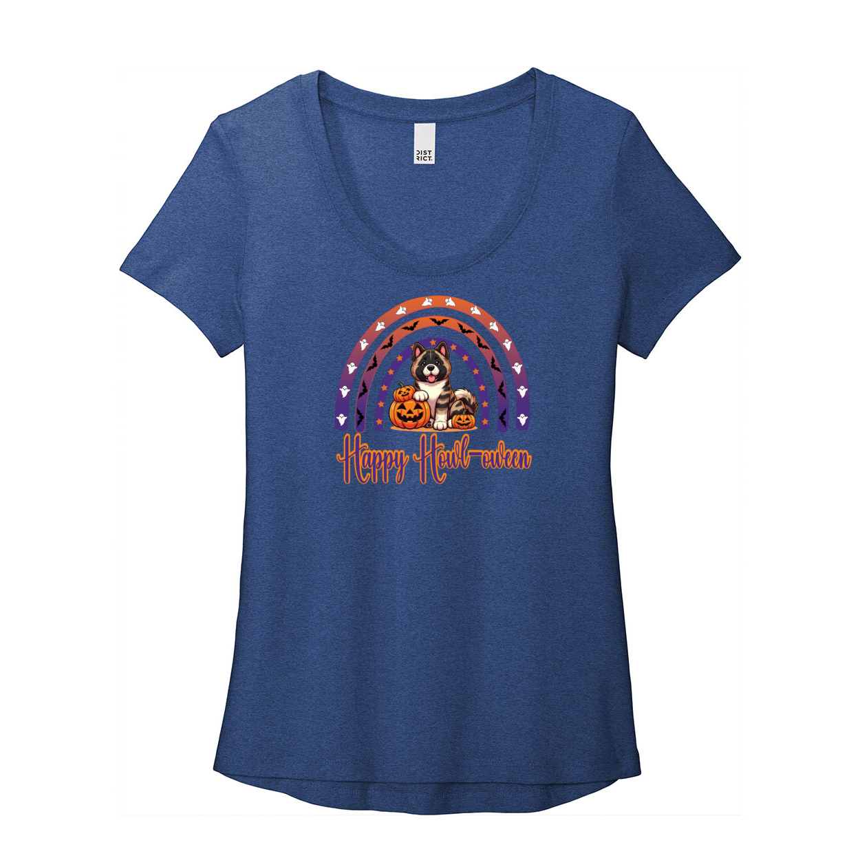 Akita Howl-oween Scoop Neck Tee - WagALotBowWow