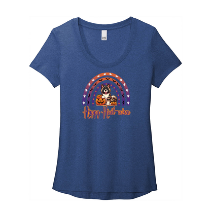 Akita Howl-oween Scoop Neck Tee - WagALotBowWow