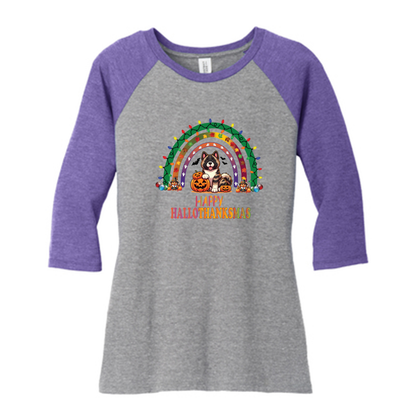 Akita HalloThanksMas District ® Women’s Perfect Tri ® 3/4-Sleeve Raglan - WagALotBowWow