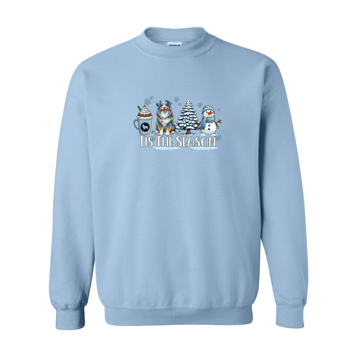 Blue Merle Aussie Tis The Season Winter Heavy Blend Crewneck Sweatshirt - WagALotBowWow