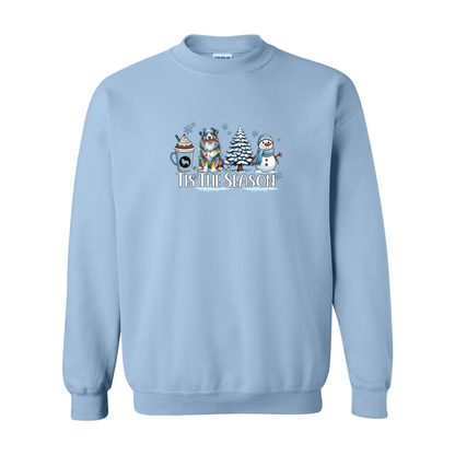 Blue Merle Aussie Tis The Season Winter Heavy Blend Crewneck Sweatshirt - WagALotBowWow