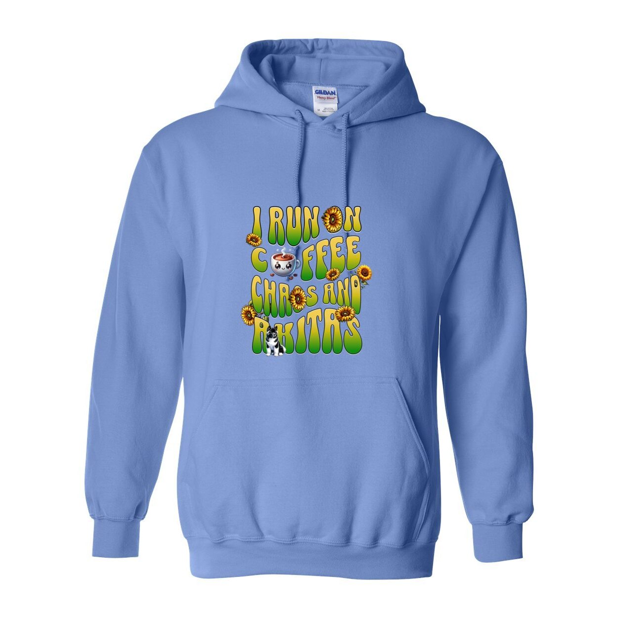 Coffee Chaos & Akita Green Yelllow Heavy Blend Hooded Sweatshirt - WagALotBowWow