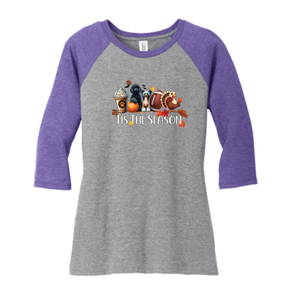 Poodle & CC Tis The Season Fall DM136L District ® Women’s Perfect Tri ® 3/4-Sleeve Raglan - WagALotBowWow