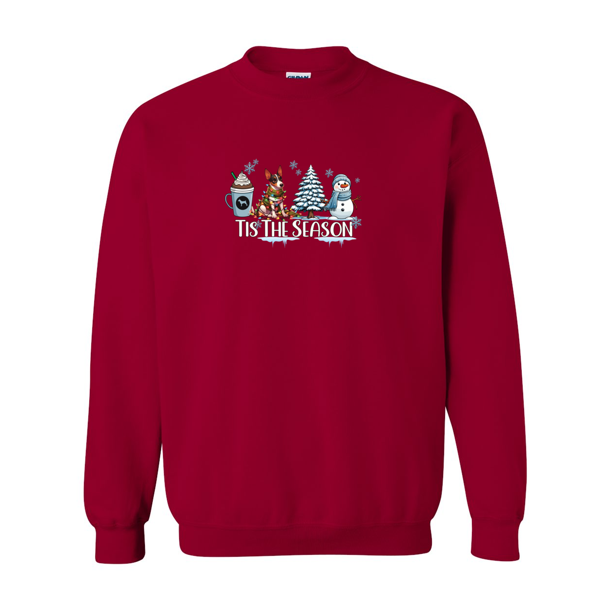 Rat Terrier Tis The Season Winter Heavy Blend Crewneck Sweatshirt - WagALotBowWow