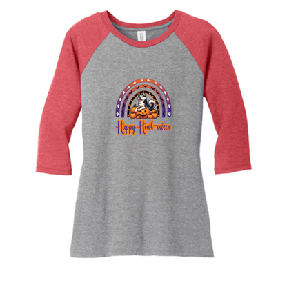 Siberian Husky Howl-oween DM136L District ® Women’s Perfect Tri ® 3/4-Sleeve Raglan - WagALotBowWow