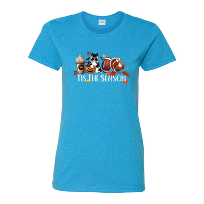 Tis The Season Akita Turkey Heavy Cotton Women's Short Sleeve T-Shirt - WagALotBowWow