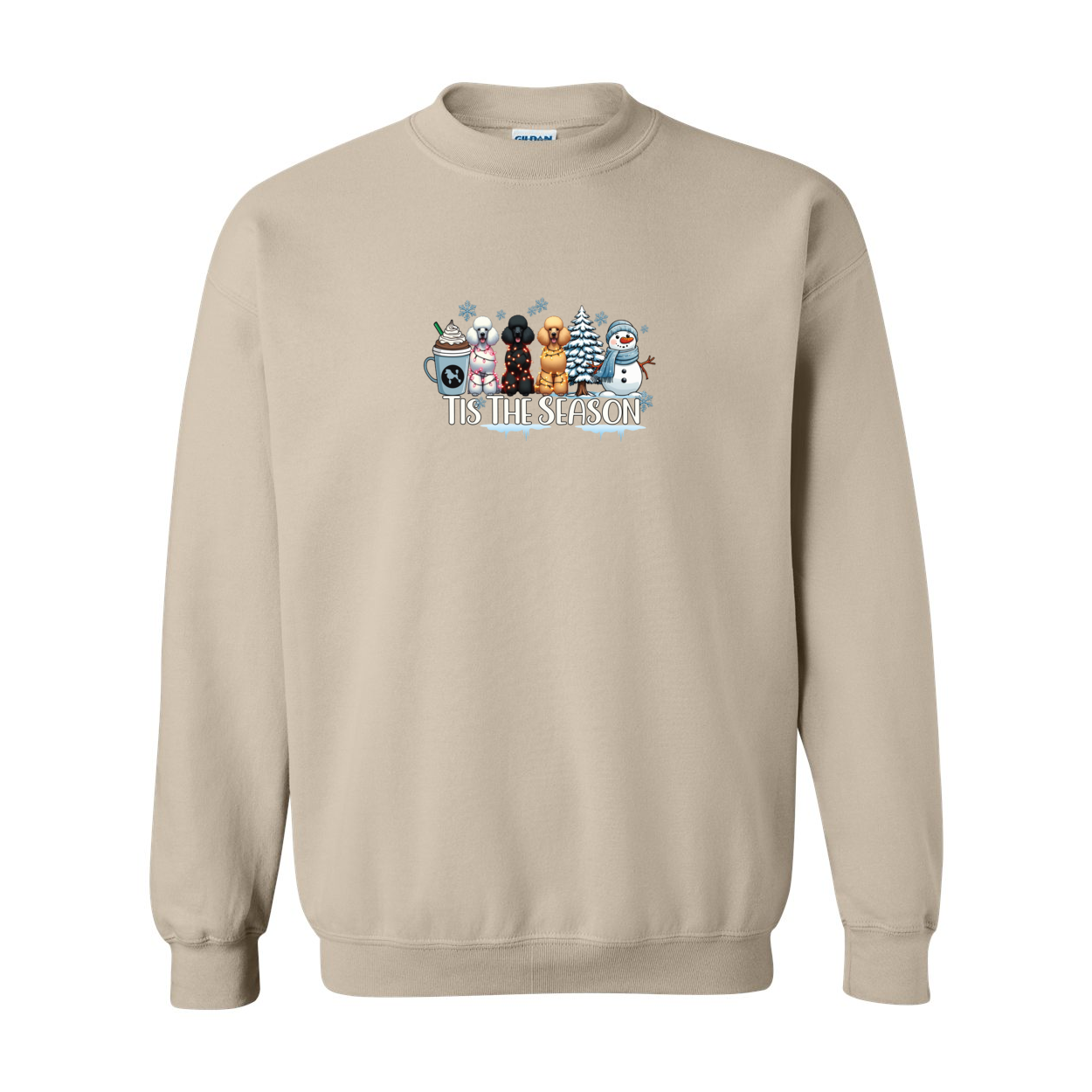 Poodle Tis The Season Winter Heavy Blend Crewneck Sweatshirt - WagALotBowWow