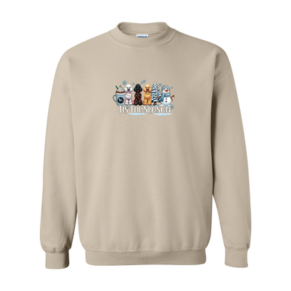 Poodle Tis The Season Winter Heavy Blend Crewneck Sweatshirt - WagALotBowWow