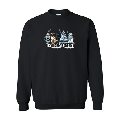 Pug Tis The Season Winter Heavy Blend Crewneck Sweatshirt - WagALotBowWow