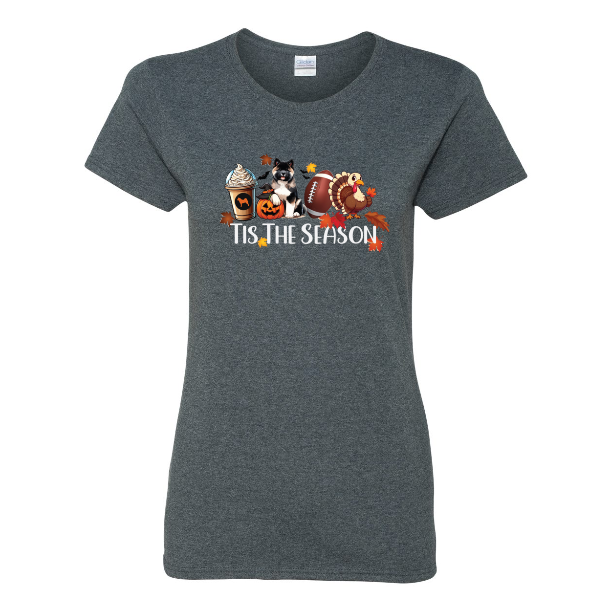Tis The Season Akita Turkey Heavy Cotton Women's Short Sleeve T-Shirt - WagALotBowWow