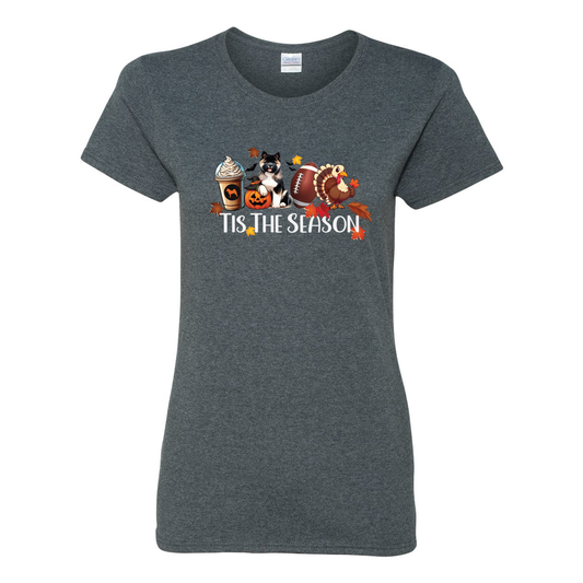 Tis The Season Akita Turkey Heavy Cotton Women's Short Sleeve T-Shirt - WagALotBowWow