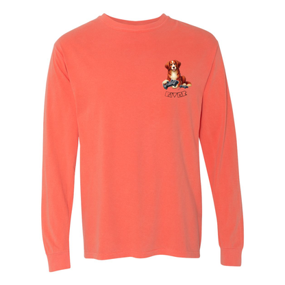 River Maze Scent Garment Dyed Heavyweight Ringspun Long Sleeve T-Shirt - WagALotBowWow