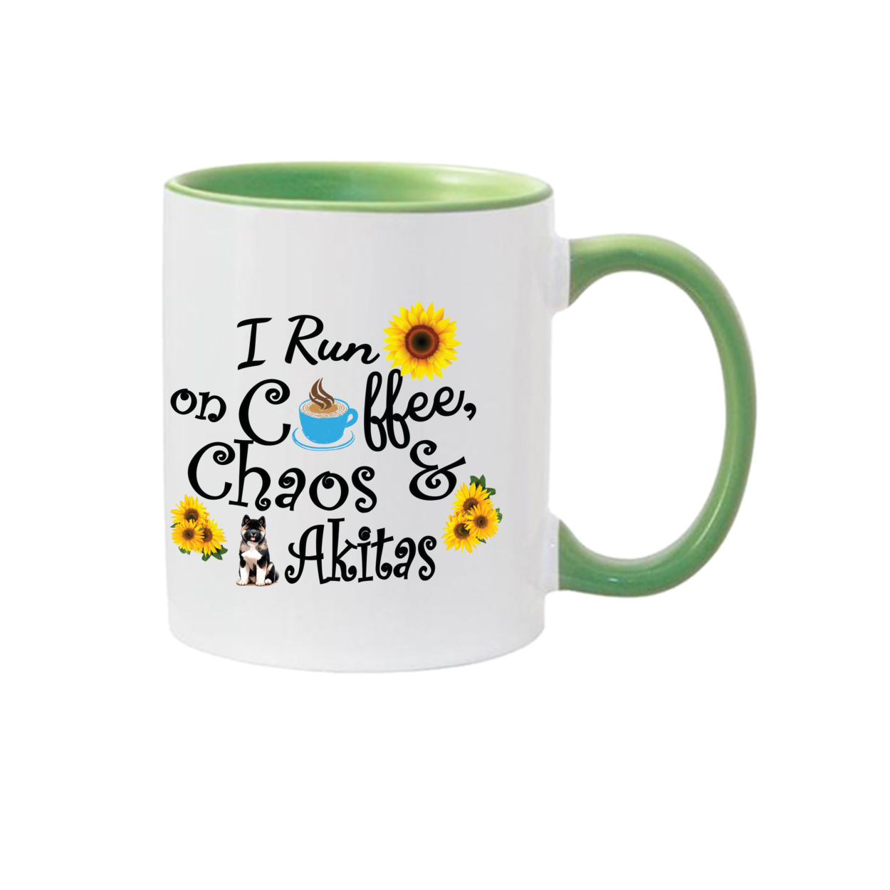 Chaos Akita Sunflower Mug 11oz - WagALotBowWow