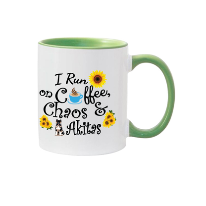 Chaos Akita Sunflower Mug 11oz - WagALotBowWow