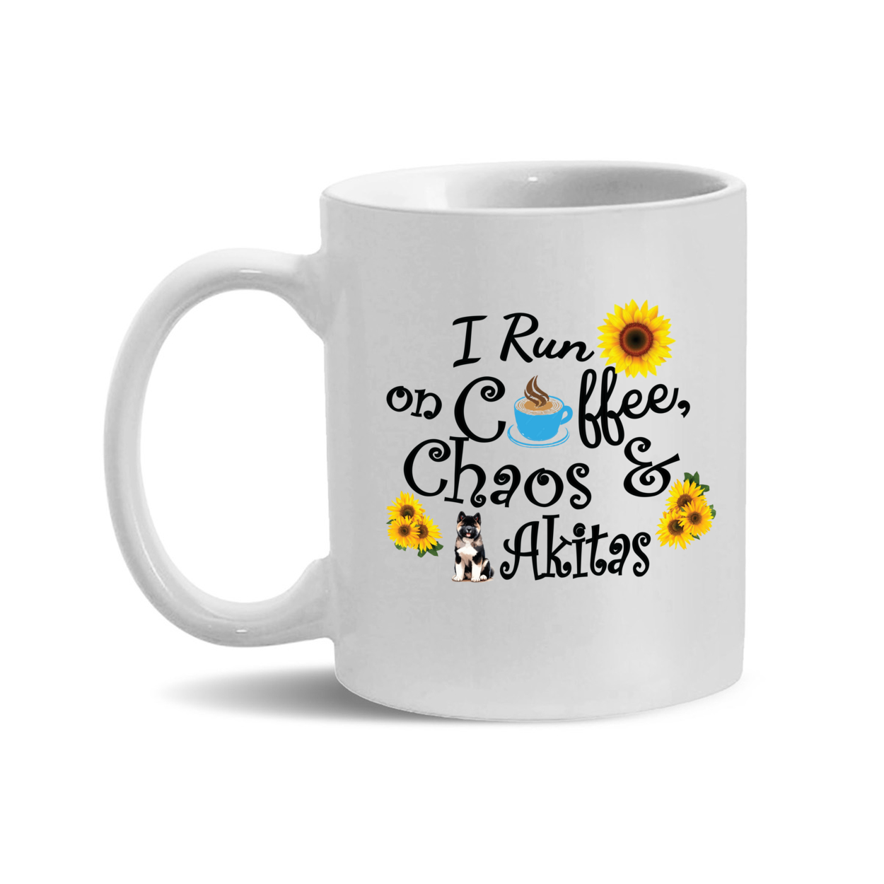 Chaos Akita Sunflower Mug 11oz - WagALotBowWow