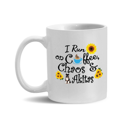 Chaos Akita Sunflower Mug 11oz - WagALotBowWow