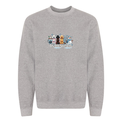 Poodle Tis The Season Winter Heavy Blend Crewneck Sweatshirt - WagALotBowWow