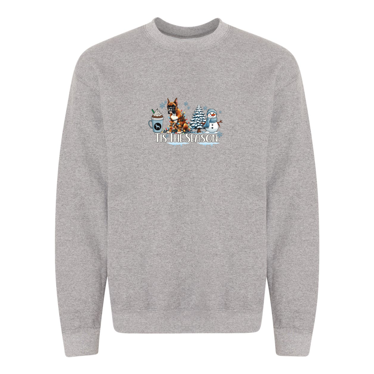 Boxer Tis The Season Winter Heavy Blend Crewneck Sweatshirt - WagALotBowWow