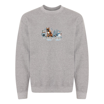 Boxer Tis The Season Winter Heavy Blend Crewneck Sweatshirt - WagALotBowWow