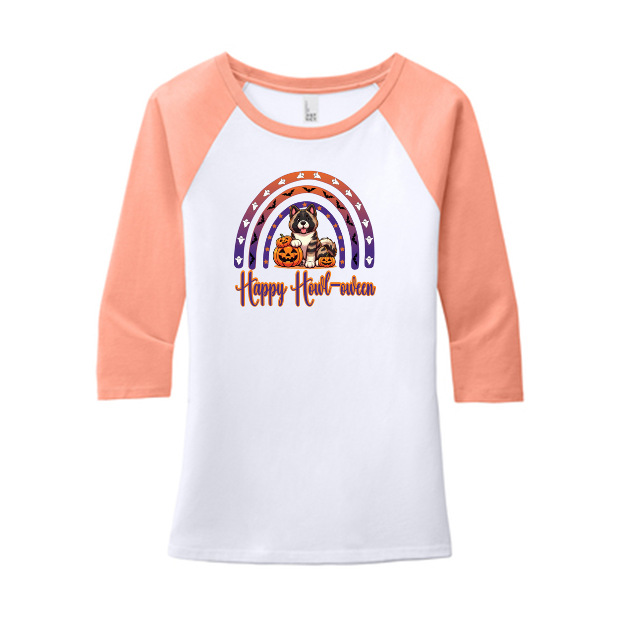 Akita Happy Howl-ween 3/4 Raglan Sleeve - WagALotBowWow
