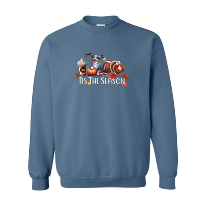 Blue Merle Aussie Tis The Season Fall Heavy Blend Crewneck Sweatshirt - WagALotBowWow