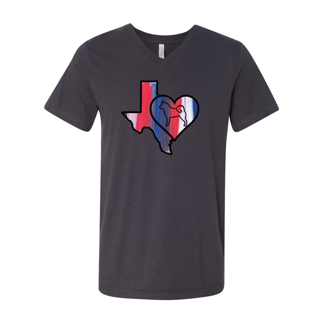 Texas Heart Akita Unisex Short Sleeve V-Neck Jersey Tee - WagALotBowWow