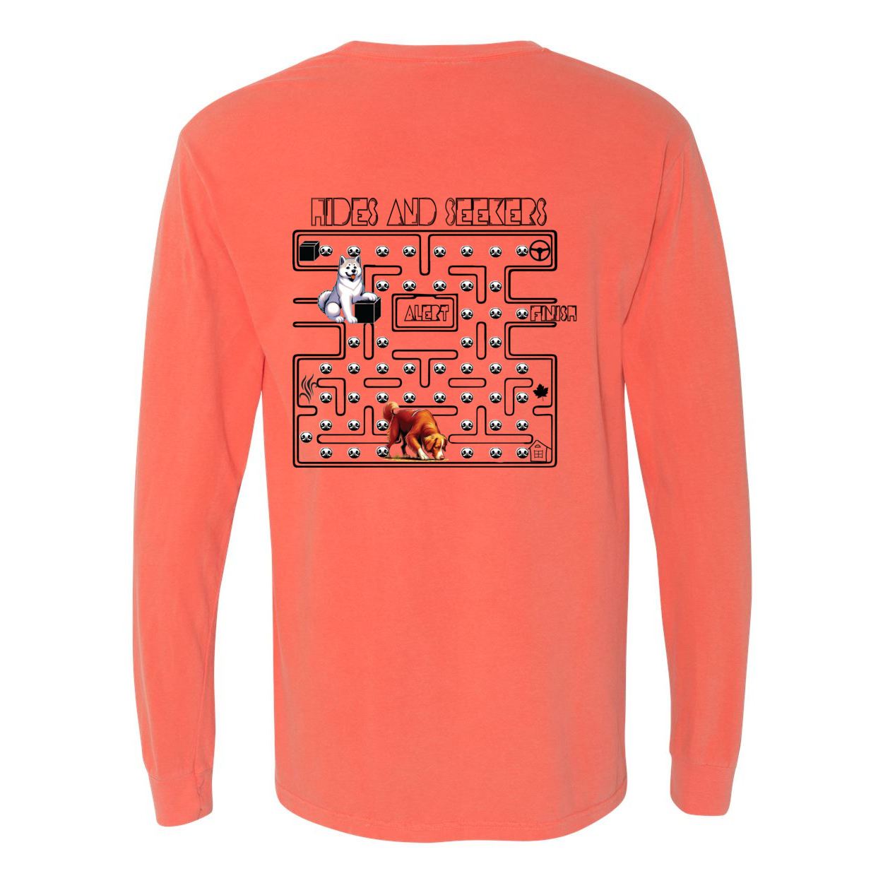 River Maze Scent Garment Dyed Heavyweight Ringspun Long Sleeve T-Shirt - WagALotBowWow