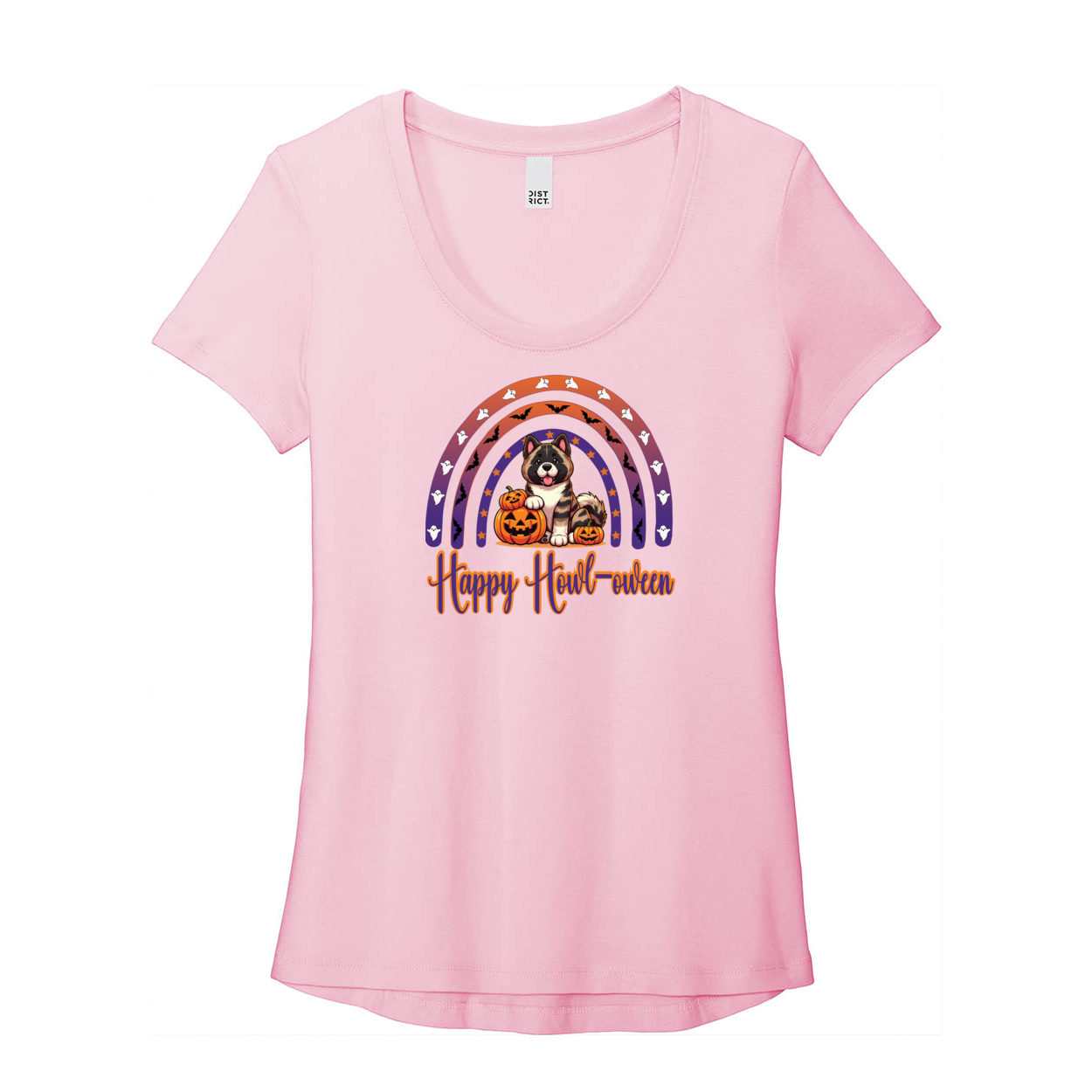 Akita Howl-oween Scoop Neck Tee - WagALotBowWow