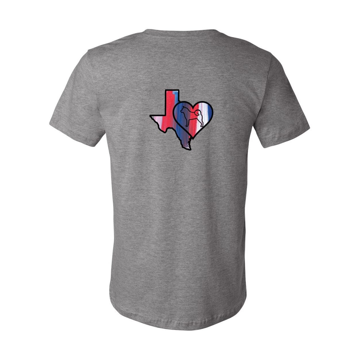 Texas Heart Akita Front/Back Unisex Short Sleeve Jersey Tee - WagALotBowWow