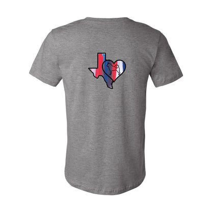 Texas Heart Akita Front/Back Unisex Short Sleeve Jersey Tee - WagALotBowWow