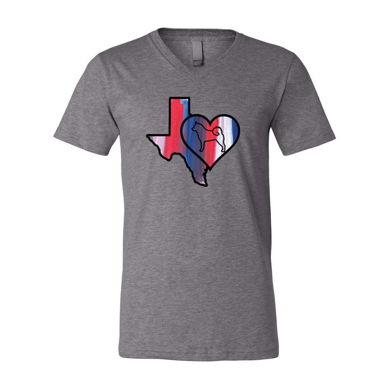 Texas Heart Akita Unisex Short Sleeve V-Neck Jersey Tee - WagALotBowWow