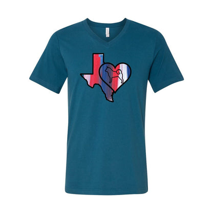 Texas Heart Akita Unisex Short Sleeve V-Neck Jersey Tee - WagALotBowWow